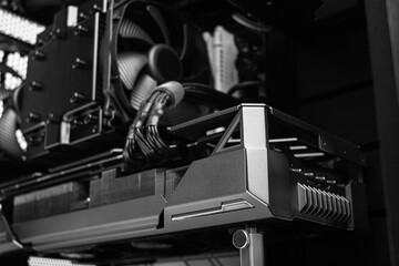 Poster - Computer inside. Close-up of personal computer components.