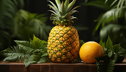 Canvas Print - Freshness of nature bounty: ripe, juicy, tropical fruit refreshment generated by AI