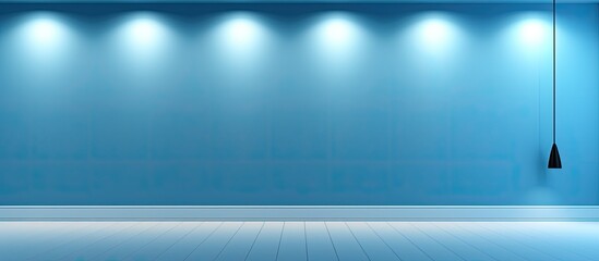 Wall Mural - Minimalistic blue background with lighting on smooth floor