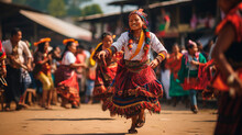 Local Culture And Traditions: A Snapshot Of A Local Festival Where Locals Celebrate Their Culture, Traditions And Wear Traditional Clothing. Generative AI