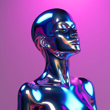 3d Render Of A Holographic Statue 