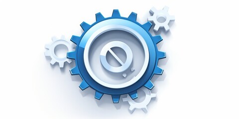 Aufkleber - Magnifying Icon with Gears Positioned at the Center, Set Against a Clean White Background, Symbolizing the Intersection of Technology, Precision, and Visual Exploration in a Transparent Concept