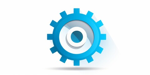 Aufkleber - Magnifying Icon with Gears Positioned at the Center, Set Against a Clean White Background, Symbolizing the Intersection of Technology, Precision, and Visual Exploration in a Transparent Concept