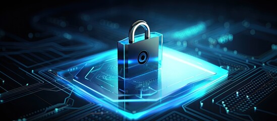 Virtual display showcasing icon representing the concept of cyber security and data protection in business technology illustration