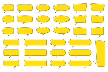 Wall Mural - Chat bubble in yellow, quote background, Speech bubble, message box set.