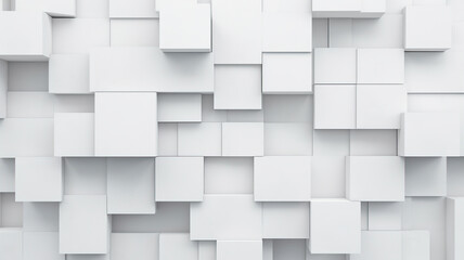 Wall Mural - Modern Abstract white background design with layers white material in square shapes. White color technology concept geometric