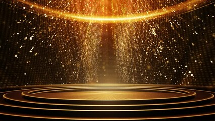 Wall Mural - Stage shaped golden particle background Loop