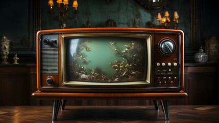 Wall Mural - old tv set. vintage television 
