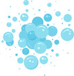 Soap bubble vector water icon, blue foam, bath shampoo suds splash. Laundry, wash soapy, clean underwater. Soda, carbonated fun illustration isolated on white background