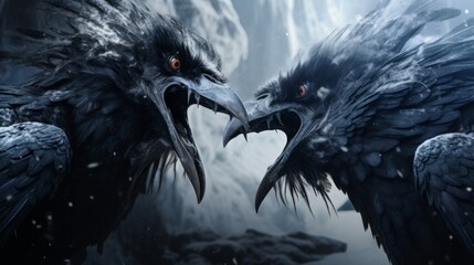 Munin and Kunin - the nordic ravens.generative ai
