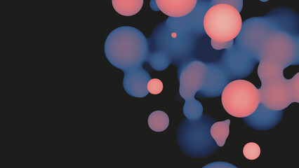 Aufkleber - Abstract 3d fluid metaball shape with violet balls. Synthwave liquid pastel organic droplets with gradient color.