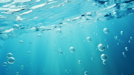 Poster - Refreshing Water Background, Floating Bubbles and Ripples