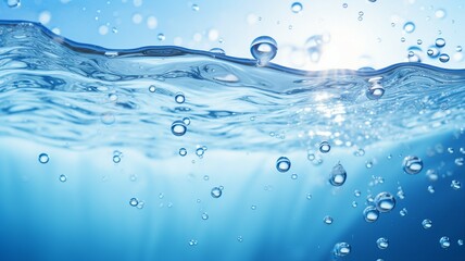 Poster - Refreshing Water Background, Floating Bubbles and Ripples.