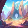 Environment storyboard frame bright tropical day bismuth mountains alien planet sketch concept art hearthstone magic the gathering natural mountains landscape 
