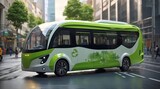 Fototapeta  - 電気エコバス、自動操縦｜Electric eco bus, autopilot. Generative AI