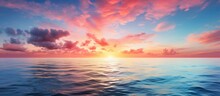 Colorful Seascape With Inspirational Sunrise Sky Perfect For Meditation