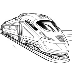 A cartoon futuristic train coloring page for kids