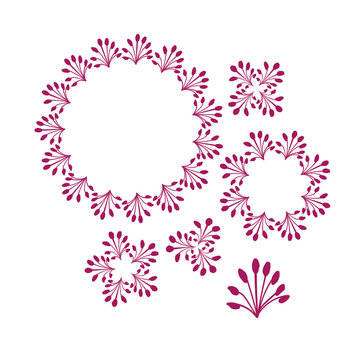 Wall Mural -  - circle floral set rangoli indian vector design element hand drawn isolated doodle
