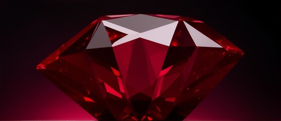 Wall Mural - Sparkling facets of precious a ruby in extreme detail on a plain black background from Generative AI