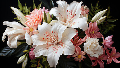 Wall Mural - A beautiful bouquet of colorful flowers brings nature elegance generated by AI