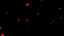 Hearts Are Moving In Up Direction Animation, Red Hearts Motion Graphics Chroma Key Background, Valentine's Day, Happiness, Pop Up, Flying Hearts 4K Footage