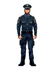 Canvas Print - police standing character