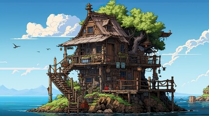 Poster - house on the sea