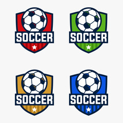 Wall Mural - Soccer football club team badge sign set collection template.