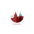 Germany Hannover cityscape skyline city panorama vector flat modern logo icon. Europe emblem idea with landmarks and building silhouettes
