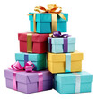 © Pro Hi-Res - Pile of gift boxes of various colors isolated.