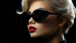 © grgroup - Beautiful woman with blond hair and sunglasses, looking at camera generated by AI