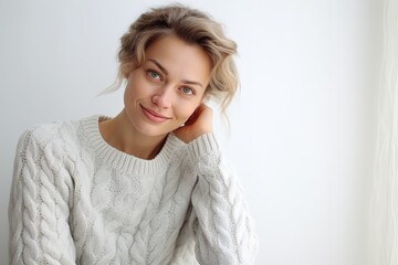 Poster - Russian woman wearing a cozy sweater.