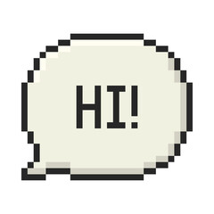 Fototapete - Retro game pixel dialogue box. Speech bubble for card, social media, banner. Vector 8-bit retro style illustration in the mood of 90's aesthetics. 