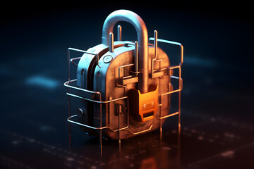 Wall Mural - Futuristic lock. Concept of data security, cybersecurity, cyber defense, etc.