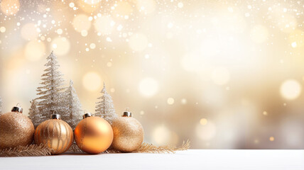 Wall Mural - christmas background with christmas baubles, gifts decoration - xmas theme
