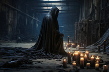 Grim Reaper Sitting In The Dark Moody Environment