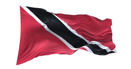 Wall Mural - 3d illustration flag of Trinidad and Tobago. Trinidad and Tobago flag waving isolated on white background with clipping path. flag frame with empty space for your text.