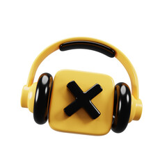 Fototapete - Multimedia icon with cartoon style concept. 3d rendering mute audio icon