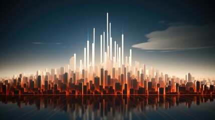 Aufkleber - Business increase arrow graph corporate future growth, Business growth concept in allusive graph chart showing marketing sales profit increasing to future target.