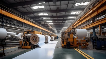 Poster - Factory production large rolls of thermal paper.