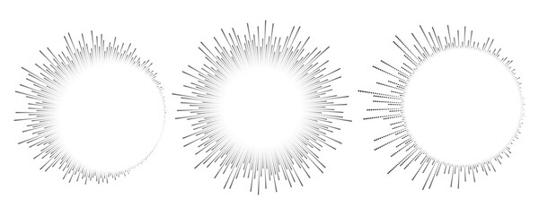 Poster - Circle sound wave. Audio music equalizer. Round circular icons set. Spectrum radial pattern and frequency frame. Vector design