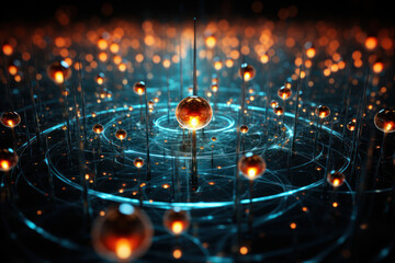 Aufkleber - An abstract portrayal of a quantum field, representing the fundamental forces and particles of the quantum world. Generative Ai.