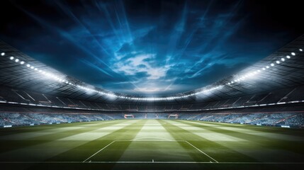 Wall Mural - Football stadium with light, Field at night.