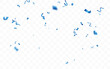Blue confetti and ribbon, isolated on transparent background