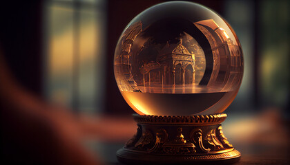 Wall Mural - Teller's Crystal Ball, reflecting the light around, background, Ai generated image