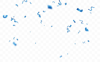Wall Mural - blue confetti and ribbon, isolated on transparent background