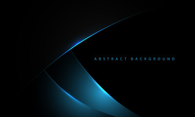 Fototapete - Abstract blue light curve on grey metallic with black blank space design modern luxury futuristic creative background vector
