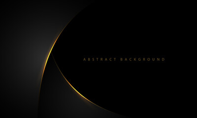 Fototapete - Abstract gold light curve on grey metallic with black blank space design modern luxury futuristic creative background vector