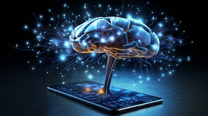 Poster - brain integrated with cutting-edge technology interface