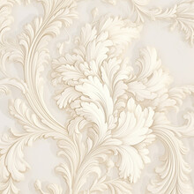 Wallpaper Of Pattern With Floral Motifs In White And Ivory Colors